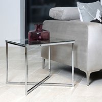 Cross Square Metal Side Table - Chrome