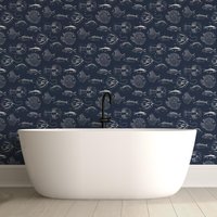 Contour Antibacterial Into the Deep Wallpaper - Navy