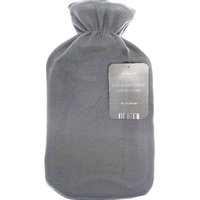 Hot Water Bottle with Super Soft Fleece Cover - Dark Grey / PolyesterRubber / Plain