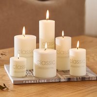 Set of 6 Pillar Candles Unscented Wax Home Decor - White