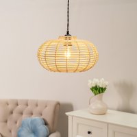 Romy Natural Rattan Easy Fit Ceiling Light Shade and LED Bulb - Neutral