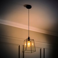 Susie Glass Shade Single Pendant Ceiling Light with LED Bulb - Black