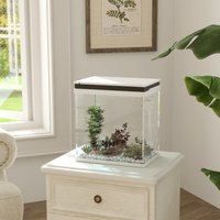 PawHut LED Fish Tank Aquarium with Filter System and Water Pump - White / 14l