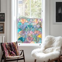 Segni Art Deco Stained Glass Privacy Window Film - Pink / 95cm