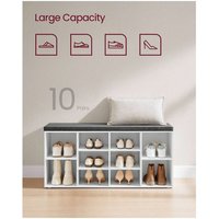 VASAGLE Shoe Bench with Cushion and Storage Compartments - White / Particle Board / 16.5kg