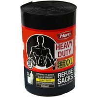 Hero 100L Heavy Duty Bin Bags Extra Large Roll of 50 - Black