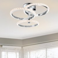 COSYLYTE Cowan 3 Ring Integrated LED Ceiling Light - Chrome