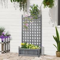 Outsunny Raised Garden Bed with Trellis Garden Planters - Grey / Fir WoodFirWood