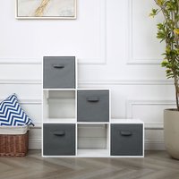 Jane 6 Box Storage Shelf with Baskets - White