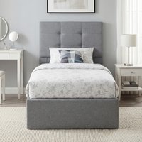HOMCOM Ottoman Bed Frame with Gas Lift Tufted Headboard - Grey / Single