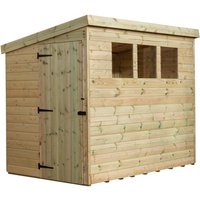 Empire 2500 6x5 Pent Garden Shed with a Single Door Both Side Panels & 3 Windows - Green