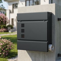 Modern Mailbox, Lockable Wall-Mounted Post Letter Box - Anthracite Grey