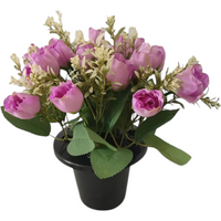 Artificial Rose Mix Remembrance Grave Pot - Lilac