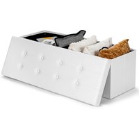 Foldable Storage Ottoman Bench - White