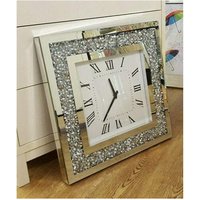Square Wall Clock Black Hands - Silver