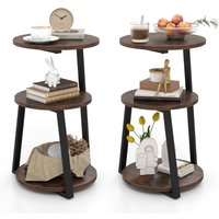 2Pcs Industrial Sofa End Table - Brown