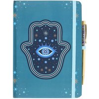 Hand of Hamsa Notebook, Journal with Crystal Chip Pen - A5