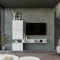 Navarra Wall Mounted Entertainment Center - High gloss White