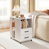 Rolling Bedside Table - White