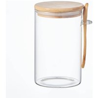 Eden & Willow Glass Pantry Storage Jar with Bamboo Lid & Spoon - Clear / 1.0l