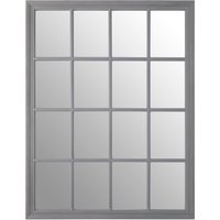 Orsina Grey Flat Wood Wall Mirror, 130x100cm Rectangle Mirror With 16 Panels & Hanging Hooks, Rustic Wall Décor