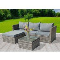 5Pcs Rattan Garden Furniture Set - Grey