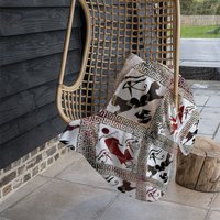 Egyptian Hieroglyphs In Red Black Blanket - Red