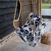 Blue Flower Illustrations Blanket - Blue