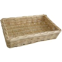 Straight Sided Rectangular Wicker Tray - Brown / 21cm