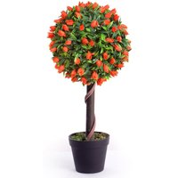 Best Artificial 2ft - 60cm Orange Tulip Ball Tree - Orange