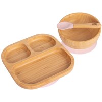 Children's Bamboo Suction Dinner Set - Pastel Pink