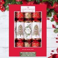 RSW, 10 Family Christmas Crackers Traditional Tree Wreath Holly Dinner Cracker 14Inch - Red RSW, 10 Family Christmas Crackers Traditional Tree Wreath Holly Dinner Cracker 14Inch - Red