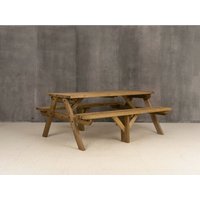 Fortem Pub Style Picnic Table Benches Set - Rustic Brown / 240cm