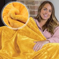 Fleece Blanket Faux Fur Throw - Gold