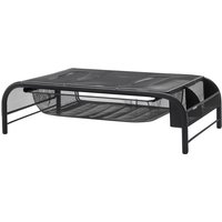 Metal Mesh Monitor Stand Riser with Drawer - Black