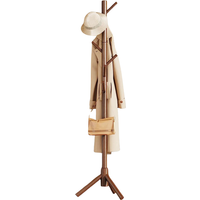 Wooden Coat Stand Stand With 8 Hooks - Brown / Brown