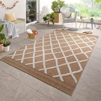 Harper Aztec Pattern Water Resistant Garden Rug Indoor Outdoor Area Rugs - Cream / 160x230 cm
