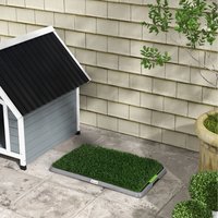 PawHut Dog Toilet with 2 Packs Artificial Grass Pads, 67 x 41cm, Green - Green