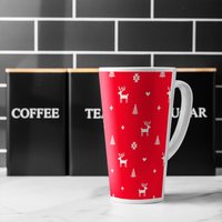 Norway Christmas Festive Sweater Dining Latte Mug - Red