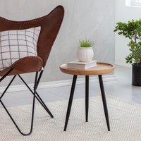 Chervey Solid Wood Side Table for Living Room - Natural / 45.75cm