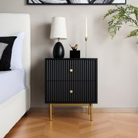 Devon Bedside Table with 2 Drawers - Black
