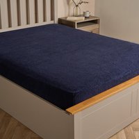 Teddy Fleece Thermal Fitted Bed Sheet - Navy Blue / Single