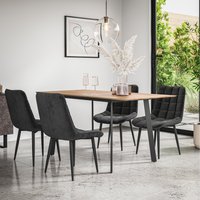 Haydon Extending Oak Effect Dining Table Set w 4-6 Nova Velvet Chairs - Black / 4