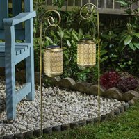 Set of 2 Silhouette Lantern Solar Stake Lights - Gold