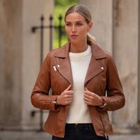 Giulia Veg Tanned Leather Biker Jacket - Tan / 8