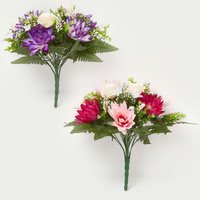 Rose Lotus Flower Bouquet, Pink Purple Set of 2 - Pink and purple