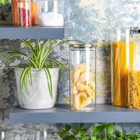 Glass Storage Jar with Metal Lid - 1.5 Litre - Gold / 6