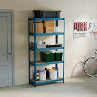 5 Tier Heavy Duty Adjustable Steel Garage Shelving Unit - 875kg Weight Capacity - Blue / Powder Coated Paint / 13.2kg / 180cm / 1