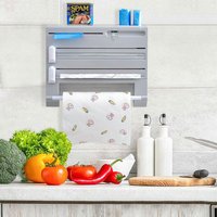 Livingandhome 6-in-1 Kitchen Wrap Dispenser with Cutters - Grey