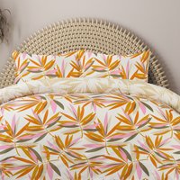 Luxury Super Soft Reversible Bright Leaves Duvet Cover With Pillowcase - Natural / Duvet Cover with pillowcase / Single